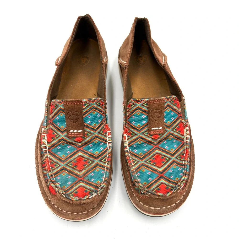 Ariat Cruiser Womens Serape Print Brown Suede Slip On Loafers 10019890 Size‎ 7B